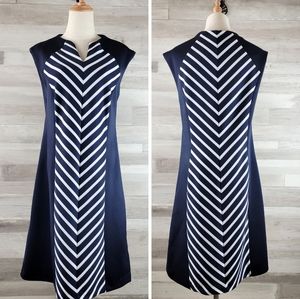 ILE New York Navy Blue White Striped Sleeveless Dress Women's Size 16